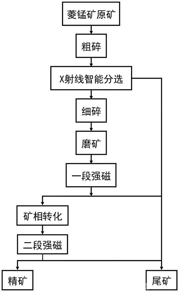 菱錳礦預先拋尾-礦相轉化-磁選深度除雜工藝